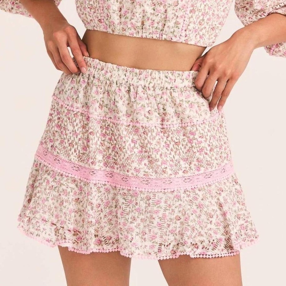LoveShackFancy Pink Petunia Diamond Mini Skirt